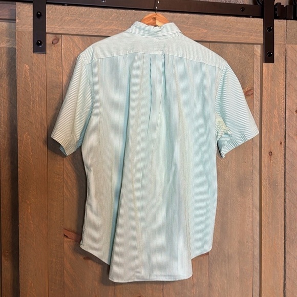 Ralph Lauren Classic Fit green and white stripe seersucker short sleeves XL - Picture 5 of 9